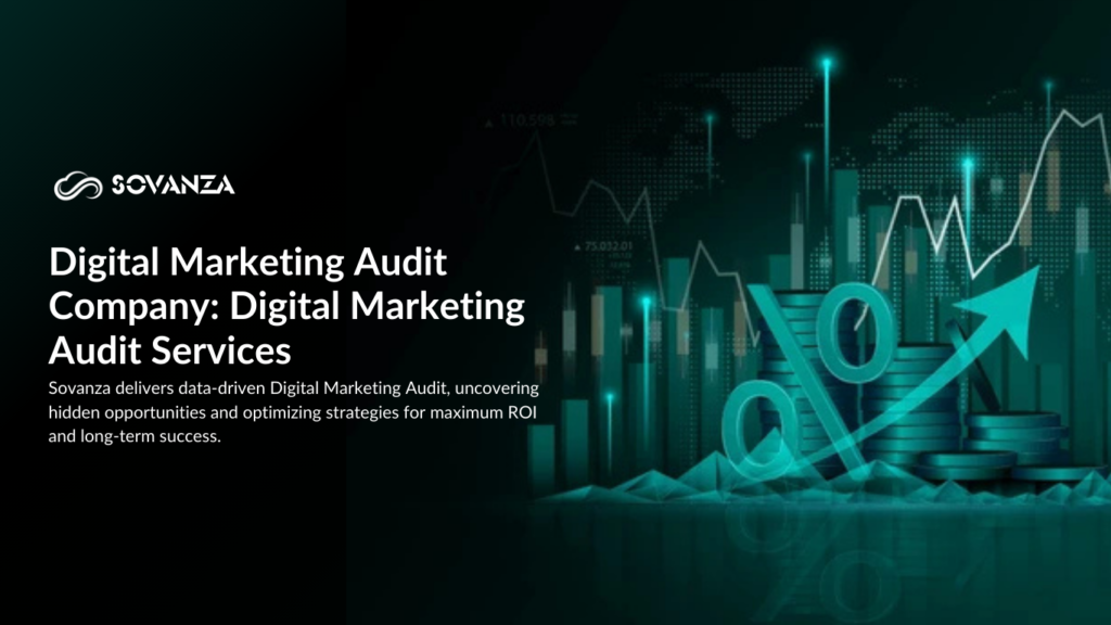 Professionals conducting a digital marketing audit, reviewing SEO reports, website analytics, and advertising performance on multiple devices to optimize marketing strategies.